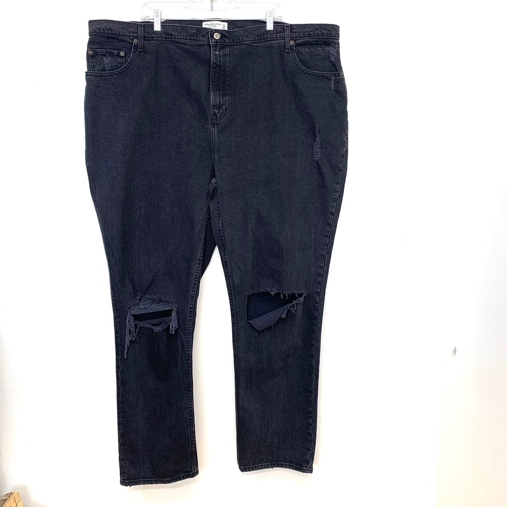 Abercrombie & Fitch Curve Love 90s Straight‎ Ultra High Rise Jeans Black 37 24L